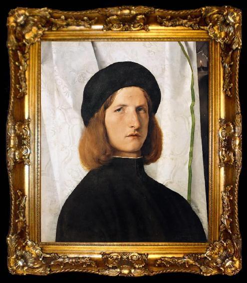 framed  Lorenzo Lotto Portrait of a Young Man (mk08), ta009-2